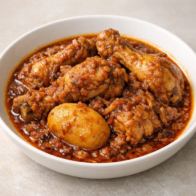 Illustrative Bangladeshi chicken bhuna curry representing the homestyle comfort food Panta Jol delivers in Shah Alam