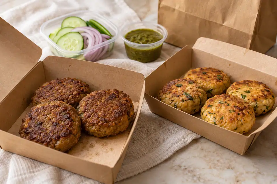 Illustrative Shami Kebab, Fish Kebab serving arrangement