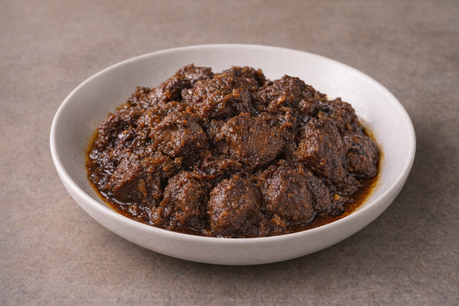 Bangladeshi beef bhuna with dark reduced masala